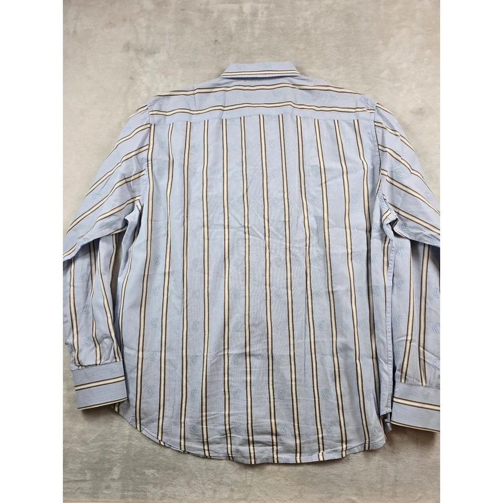 Robert Graham Shirt Mens 2XL Blue Striped Cotton Paisley Long Sleeve Button Down